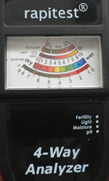 4 Way Analyzer measures moisture, light, pH and fertilizer levels