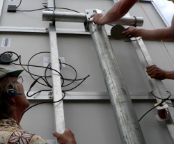 fitting the cap on the pole