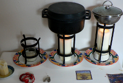 Heating with pillar candles