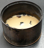 burned tin with darkened wax